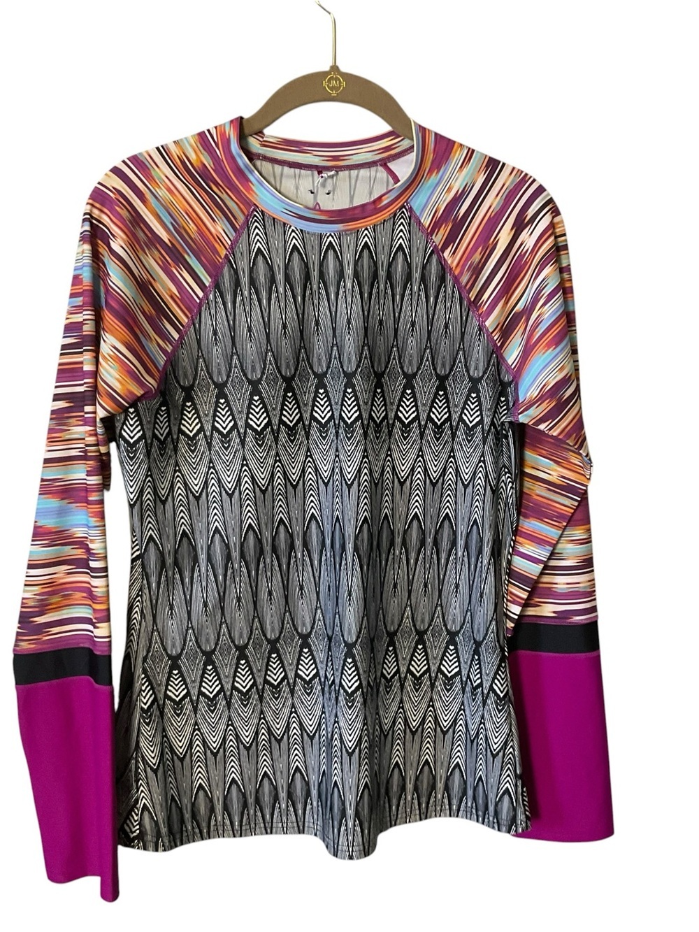 Prana Long Sleeve Rash Guard Swim Top Multicolor Print Size Medium - Picture 2 of 9